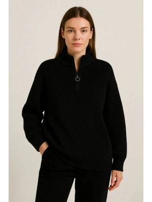 Yarım Fermuarlı Triko Kazak – Selanik Örgü -