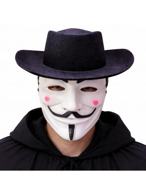 Vendetta Maske ve Şapka Seti – Anonim Stil Parti Maskesi