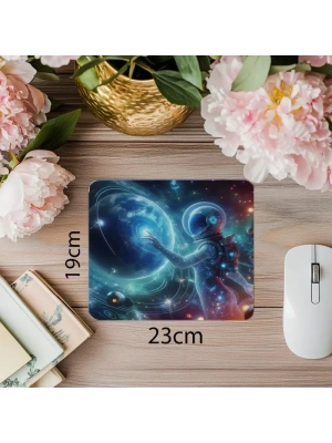 Veri Haleleriyle Uzay Sahnesi Mouse Pad - 19x23 cm 2 mm Dikdörtgen İthal Baskılı Mouse Pad