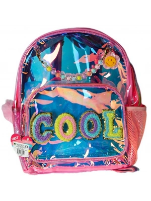 Vest Nakış Sırt Çantası Şeffaf Pembe