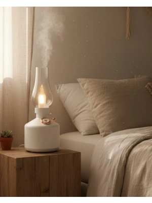 ® Vintage Dekoratif Gaz Lambası Görünümlü Aromaterapi Difüzör 1200 mAh USB Şarjlı