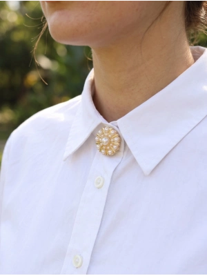 Vintage Model Gold Renk Düğme veya Manşet Broşu