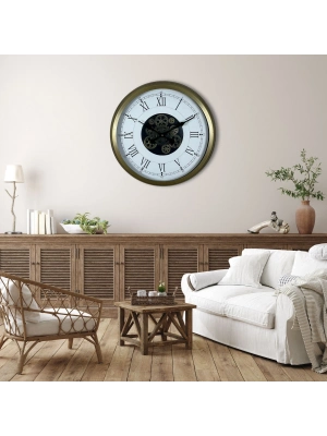 ® Vintage Roma Rakamlı 60 Cm Çarklı Duvar Saati