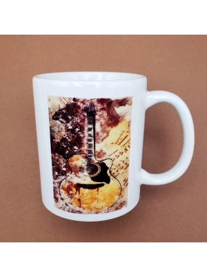 Vintage Tasarım Gitar Baskılı Kupa