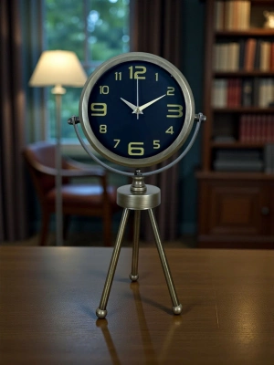 ® Vintage Tripod Eskitme Metal Üç Ayaklı Masa Saati