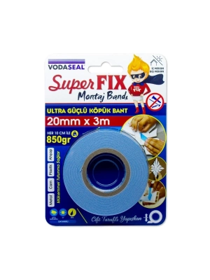 Vodaseal Süper Fix Çift Taraflı Montaj Bandı 20 mm 3 Metre