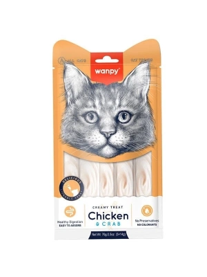 Wanpy Kremalı Tavuk ve Yengeçli Kedi Ödül Maması 1 Adet 5x14 Gr