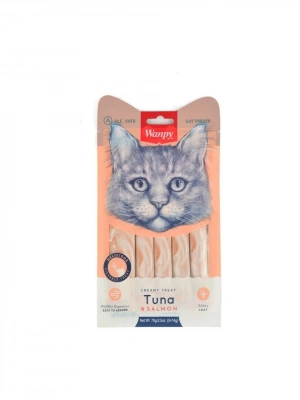 Wanpy Ton Balıklı Somonlu Krema Likit Kedi Ödülü 5X14GR