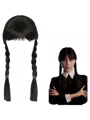 Wednesday Siyah Örgülü Peruk