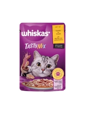 Whiskas Tasty Mix Sos İçerisinde Kuzu Etli ve Hindili Pouch Yetişkin Konserve Kedi Maması 1 Adet 85 Gr