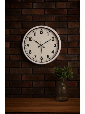 ® White Classic Modern 52 Cm Metal Duvar Saati