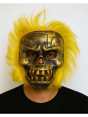 Wild Skull - Bakır Kafatası Sarı Saçlı İskelet Maske