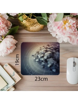 Wireframe Tarzı 3D Geometrik Mousepad - 19x23 cm 2 mm Dikdörtgen İthal Baskılı Mouse Pad