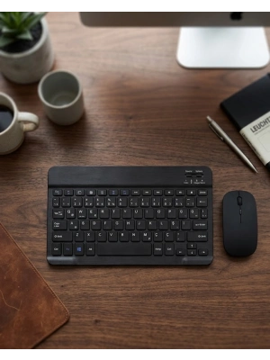 Wireless Klavye Mouse Seti Bluetooth Bağlantılı İnce Tasarım Sessiz Kullanım