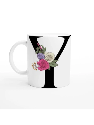 Y Harfi Romantik Çiçekli Kupa Bardak