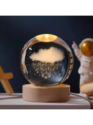 Yağmur Bulutu Tasarımlı Işıklı Cam Küre