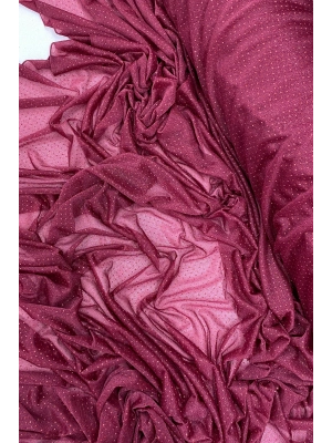 Yağmur Damlası Simli Abiye Elbise Şallık Tül Kumaş Bordo 23