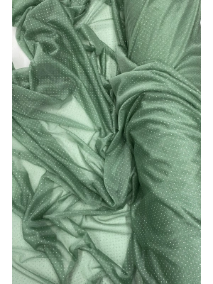 Yağmur Damlası Simli Abiye Elbise Şallık Tül Kumaş Mint Yeşil 75