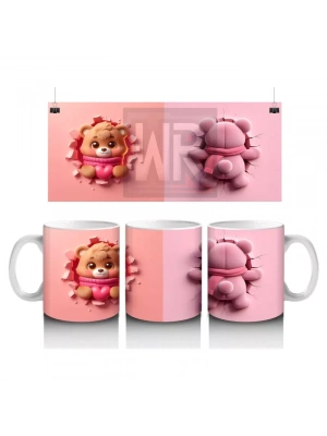 Yan Yana Pembe Ayıcıklar – Baskılı Kahve Kupası