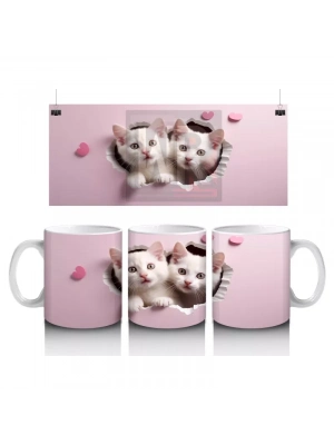 Yan Yana Sevimli Yavru Kediler – Baskılı Kahve Kupası
