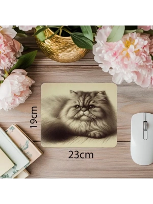 Yana Yatmış İran Kedisi Mousepad – Tüylü Detaylar - 19x23 cm 2 mm Dikdörtgen İthal Baskılı Mouse Pad