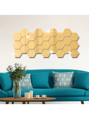 Yapışkanlı Akrilik Gold Ayna Seti 12 Adet