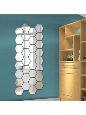 Yapışkanlı Akrilik Gümüş Ayna Seti 12 Adet