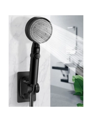 Yapışkanlı Duş Başlığı Tutucu Ayarlı Siyah