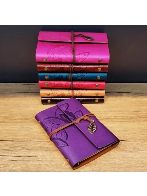 Yaprak Desenli Deri Defter