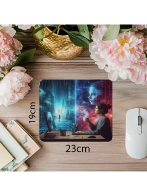 Yarı Kod Yarı Kahve Sahnesi Mouse Pad - 19x23 cm 2 mm Dikdörtgen İthal Baskılı Mouse Pad