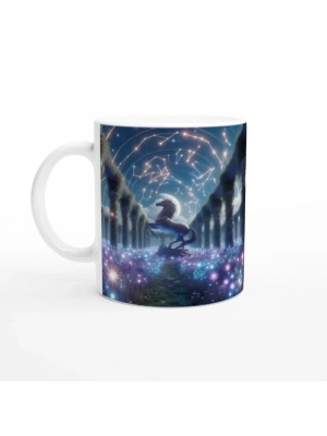 Yay Burcu Baskılı Kahve Kupası - Ay ışığında Zodyak Bahçesi Vs4