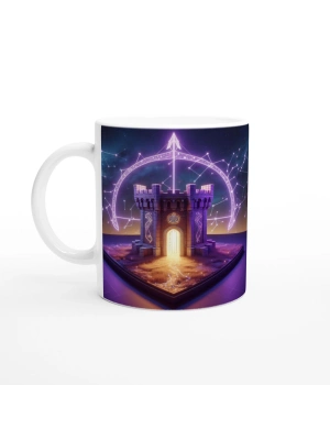 Yay Burcu Baskılı Kahve Kupası - Burçlar Krallığı Şatosu Vs4