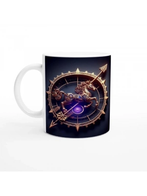 Yay Burcu Baskılı Kahve Kupası - Zamanın Çarkları Astroloji Mekanizması Vs1