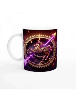 Yay Burcu Baskılı Kahve Kupası - Zamanın Çarkları Astroloji Mekanizması Vs2