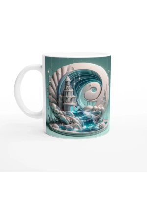 Yengeç Burcu Baskılı Kahve Kupası - Burçlar Krallığı Şatosu Vs1