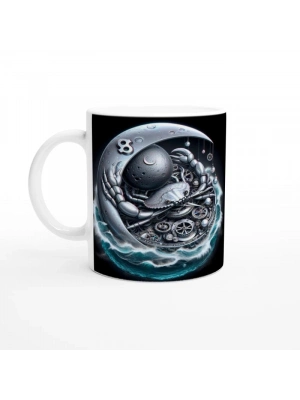 Yengeç Burcu Baskılı Kahve Kupası - Zamanın Çarkları Astroloji Mekanizması Vs2