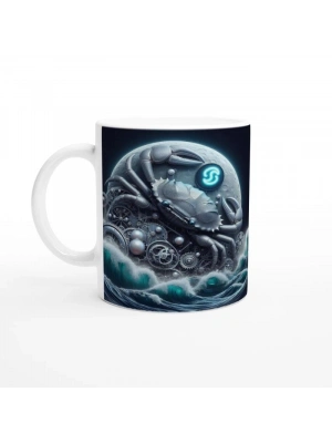 Yengeç Burcu Baskılı Kahve Kupası - Zamanın Çarkları Astroloji Mekanizması Vs3