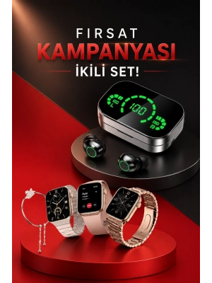 Yeni Nesil Kaliteli Akıllı Saat ve Kablosuz Bluetooth Kulaklık Yüksek Ses Kaliteli