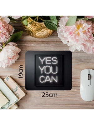 Yes You Can Yazılı Sade Neon Mousepad - 19x23 cm 2 mm Dikdörtgen İthal Baskılı Mouse Pad