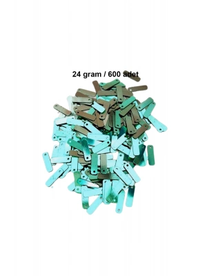 Yeşil 15 x 5 mm Dantel Oya Yazma Halhal Abiye Lazer Kesim Pul 600 adet / 24 gram
