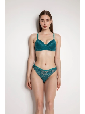 Yeşil Destekli Slip Külotlu Dantelli Sütyen Takımı 4007
