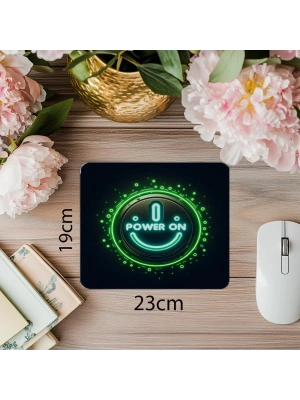 Yeşil LED Efektli Aç-Kapa Mouse Pad - 19x23 cm 2 mm Dikdörtgen İthal Baskılı Mouse Pad
