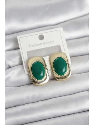 ® Yeşil Renk Kare Model Vintage Kadın Küpe