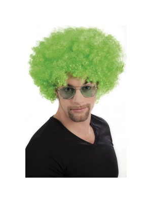 Yeşil Renk Kıvırcık Afro Bonus Peruk