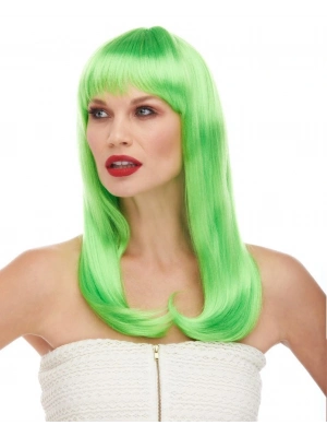 Yeşil Renk Uzun Düz Parti Peruğu