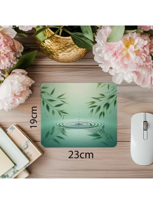 Yeşil Tonlarda Zen Doğa Mouse Pad - 19x23 cm 2 mm Dikdörtgen İthal Baskılı Mouse Pad