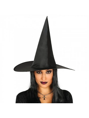 Yetişkin Boy Siyah Cadı Şapkası Ve Uzun Siyah Cadı Peruğu