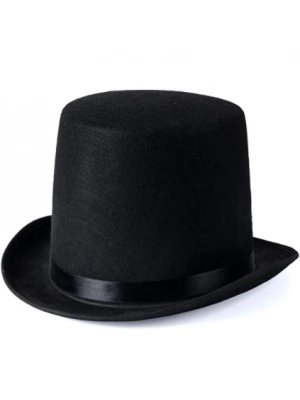 Yetişkinler İçin Siyah Renk Ringmaster Sihirbaz Şapkası Fötr Şapka 15 Cm