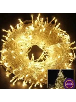 Yılbaşı Aydınlatması 100 LED Perde Hortum Sıcak Beyaz Işık