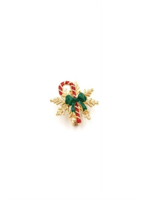 Yılbaşı Noel Şekeri Broş - Altın